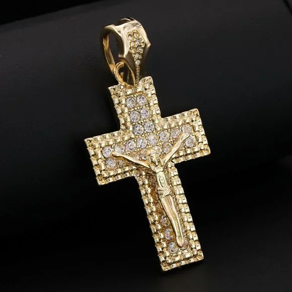 Jesus 14k Two Row Diamond Necklace